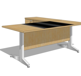 现代实木书桌su模型