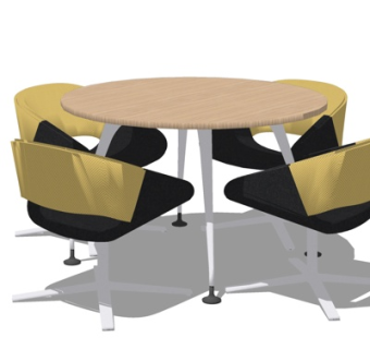 现代圆形餐桌椅su模型