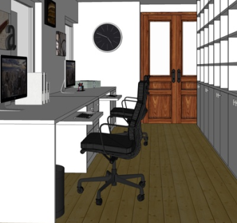 现代实木电脑桌su模型