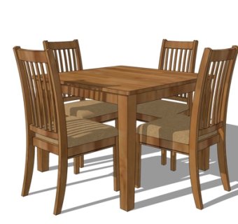 现代实木休闲桌椅su模型