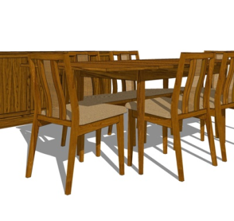 现代实木餐桌椅su模型