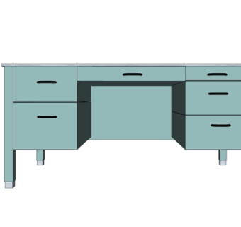 现代实木书桌su模型