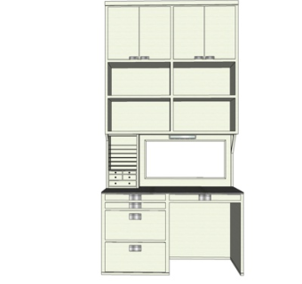 现代实木电脑桌su模型