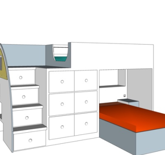 现代儿童上下床su模型
