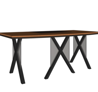 现代实木餐桌su模型