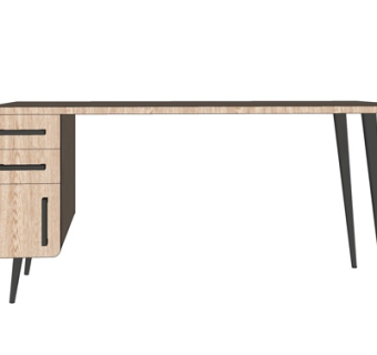 现代实木电脑桌su模型