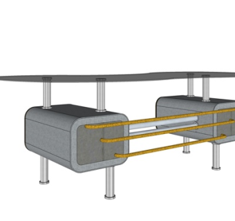 现代玻璃茶几su模型