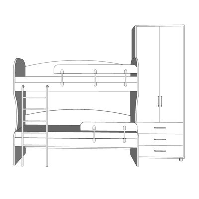 现代儿童上下床su模型