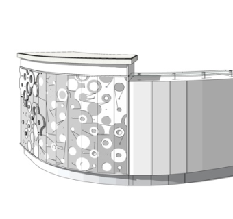 现代实木接待台su模型