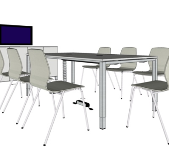 现代实木餐桌椅su模型