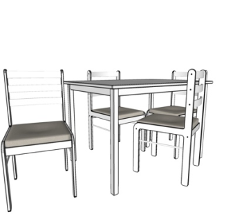 现代实木餐桌椅su模型