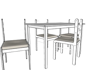 现代实木餐桌椅<em>su模型</em>