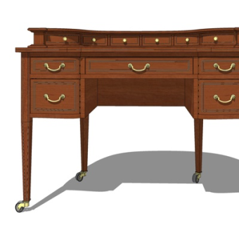 欧式实木书桌su模型