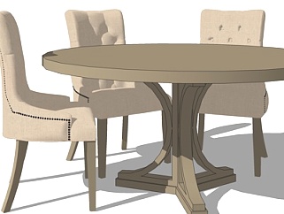欧式圆形餐桌<em>椅</em>su模型