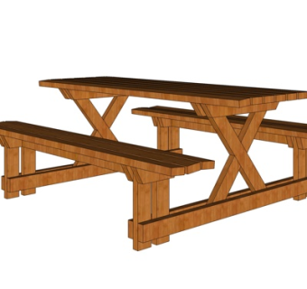 现代实木休闲桌椅su模型