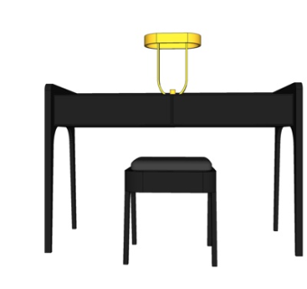 新中式实木书桌su模型