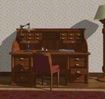 美式实木书桌su模型