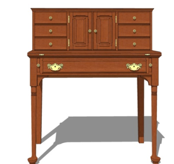 欧式实木书桌su模型