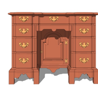 欧式实木书桌su模型