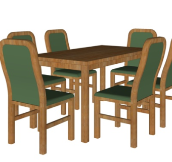 现代实木餐桌椅su模型