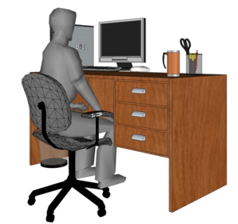 现代实木电脑桌su模型