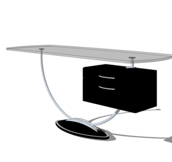 现代实木书桌su模型