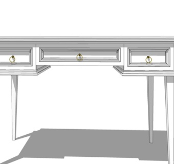 欧式实木书桌su模型