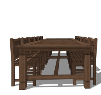 中式实木餐桌椅su模型
