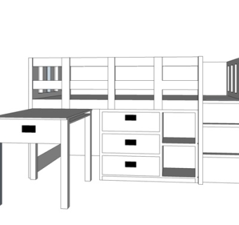 现代实木书桌su模型