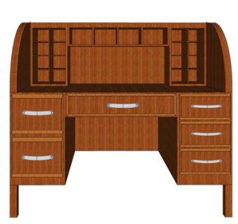 现代实木书桌su模型