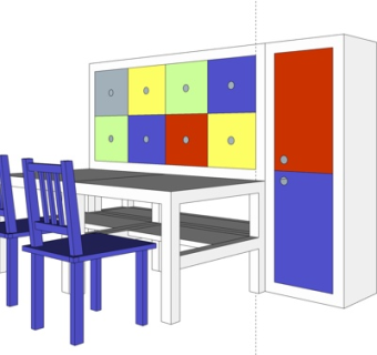 现代实木书桌su模型