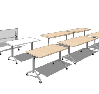 现代实木书桌su模型