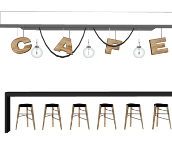 北欧实木餐桌椅su模型