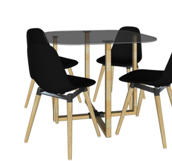 北欧实木休闲桌椅su模型