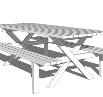 现代实木休闲桌椅su模型