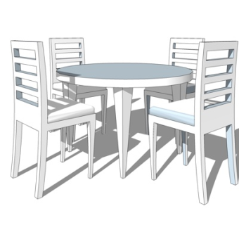 现代实木休闲桌椅su模型