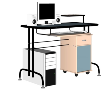 现代实木电脑桌su模型