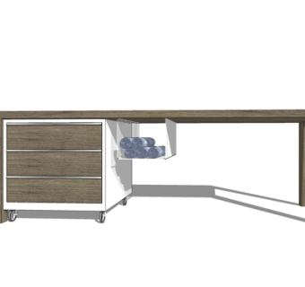 现代实木书桌su模型