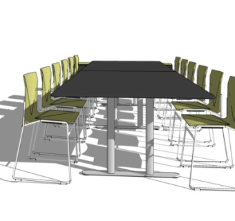 现代实木餐桌椅su模型