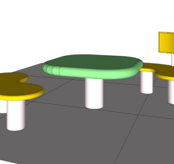 现代儿童桌椅su模型