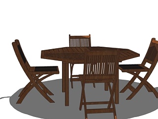 中式实木餐桌椅<em>su模型</em>