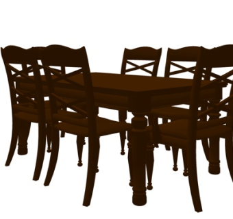 中式实木餐桌椅su模型