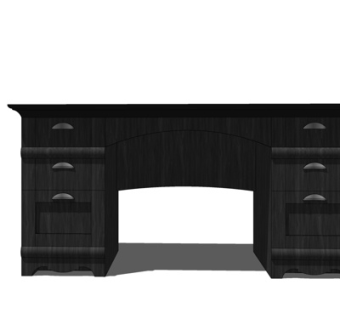 现代实木书桌su模型