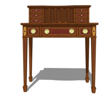 欧式实木书桌su模型