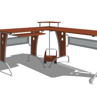 现代实木书桌su模型