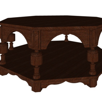 欧式实木茶几su模型