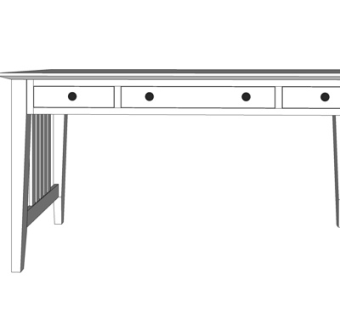 现代实木电脑桌su模型