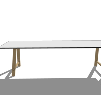 现代实木餐桌su模型