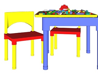 现代儿童桌椅su模型
