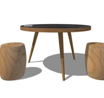 现代实木休闲桌椅su模型